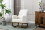 Rocking Chair Mid-Century Modern Nursery Rocking Armchair Upholstered Tall Back Accent Glider Rocker for Living Room - Image 2