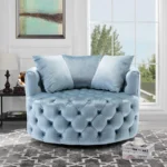 Wide Tufted Barrel chair Tufted Arm Chair