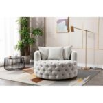 Wide Tufted Barrel chair Tufted Arm Chair - Image 3