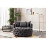 Wide Tufted Barrel chair Tufted Arm Chair - Image 7